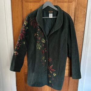 Bob Mackie Forest Green Floral Utility Jacket size 1X